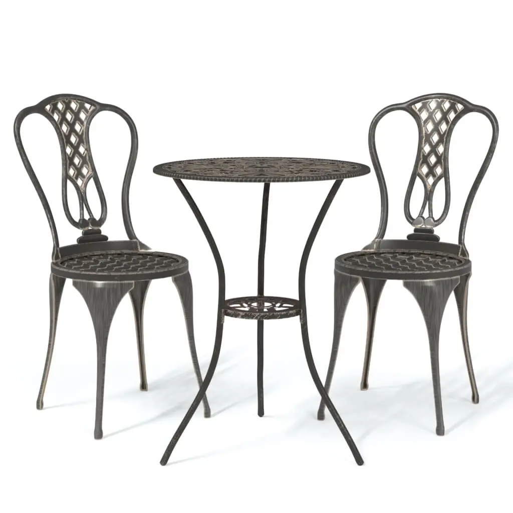 3 Piece Bistro Set Cast Aluminium Bronze 317753 - Furniture