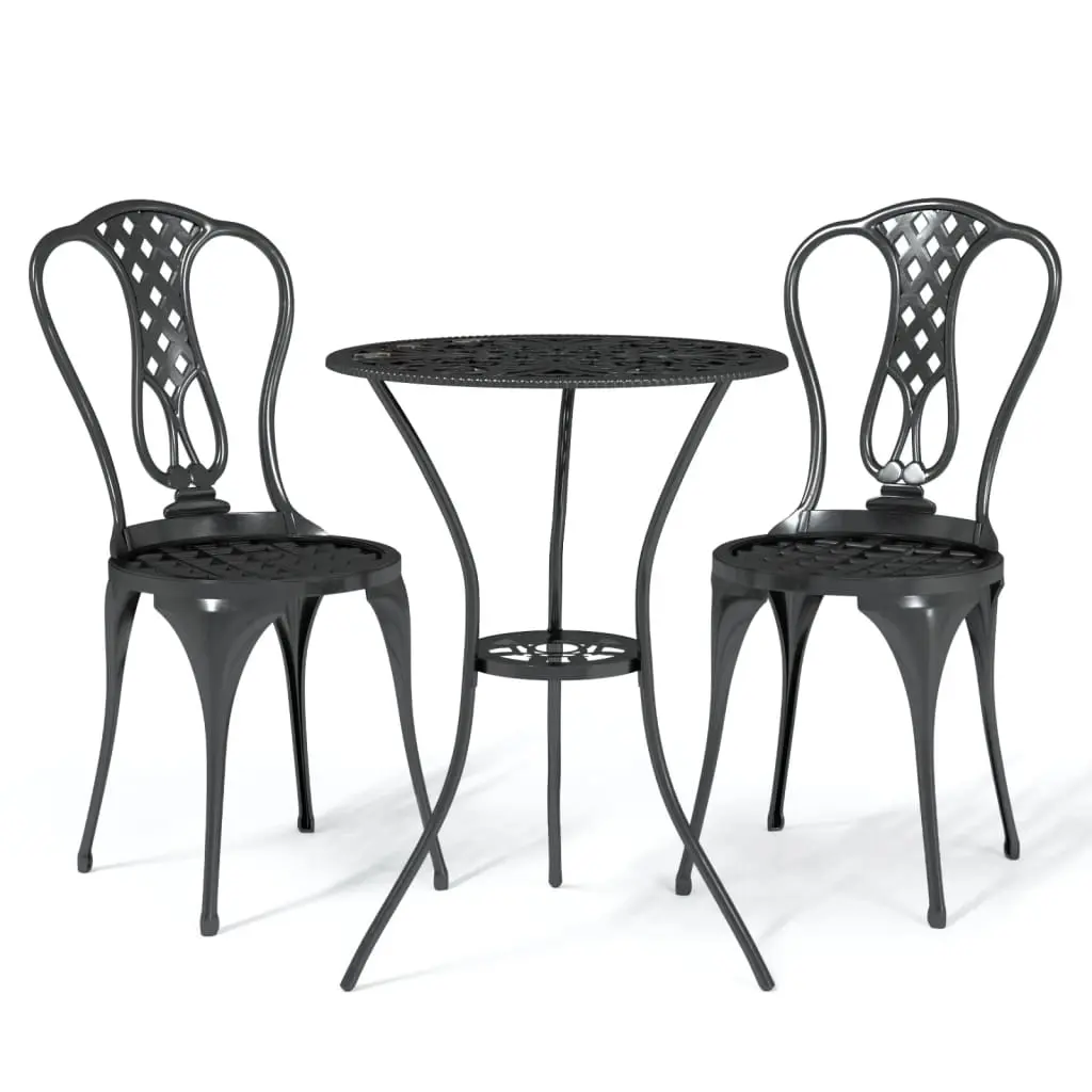3 Piece Bistro Set Cast Aluminium Black 317754 - Furniture