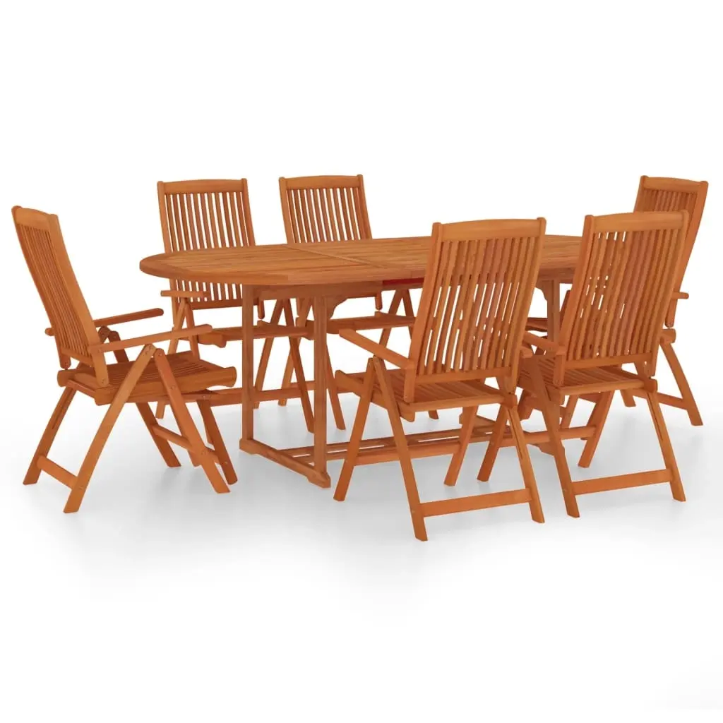 7 Piece Garden Dining Set Solid Wood Eucalyptus 3087337 - Furniture