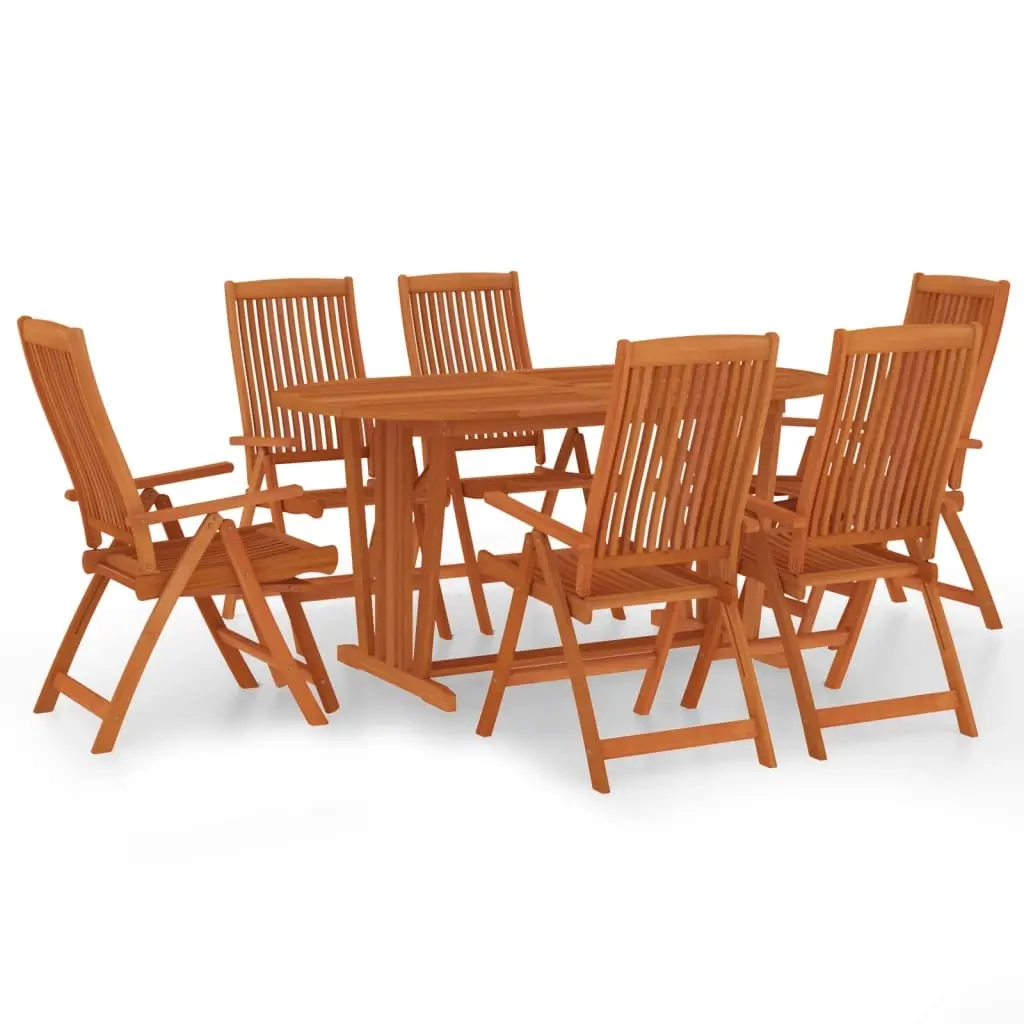 7 Piece Garden Dining Set Solid Wood Eucalyptus 3087340 - Furniture