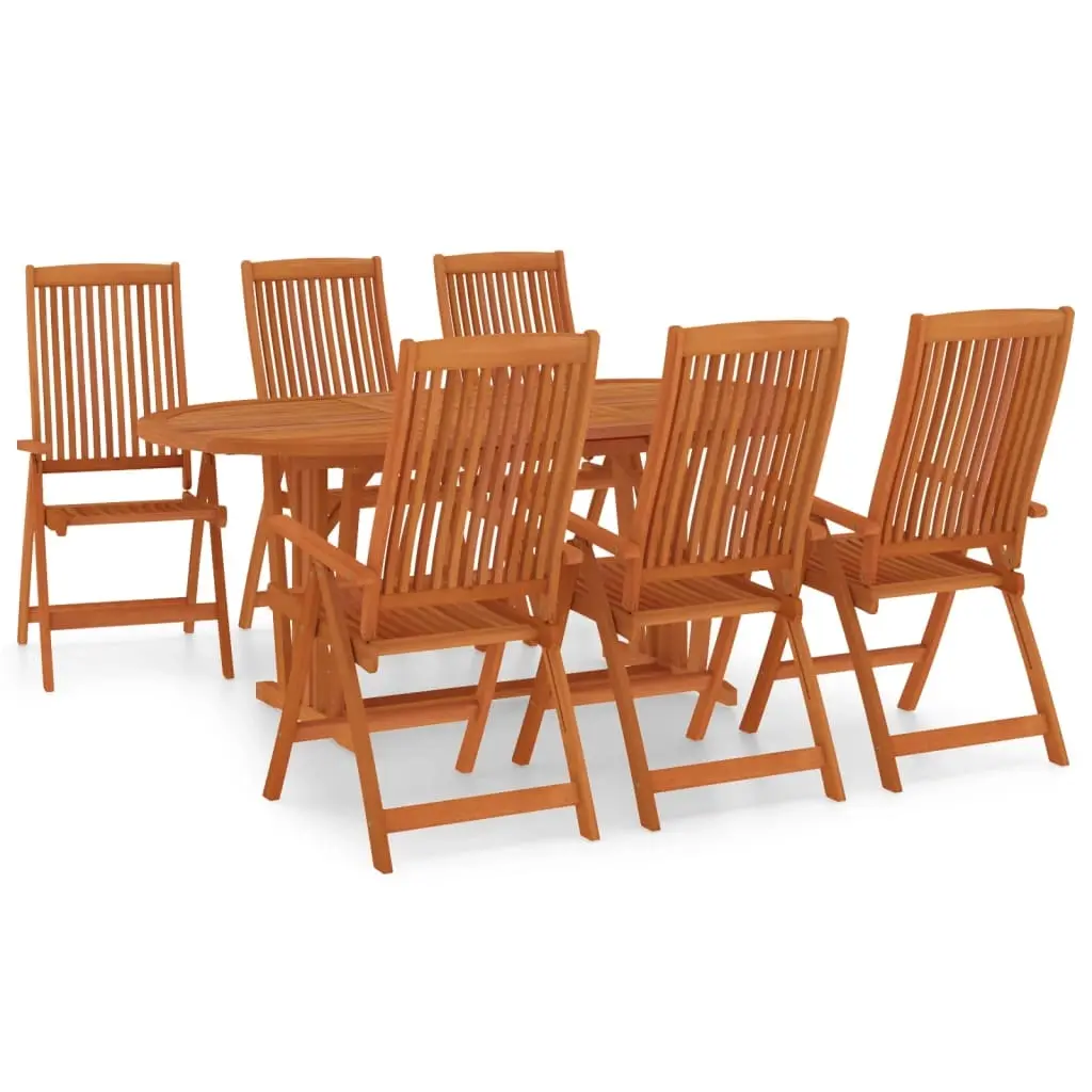 7 Piece Garden Dining Set Solid Wood Eucalyptus 3087342 - Furniture
