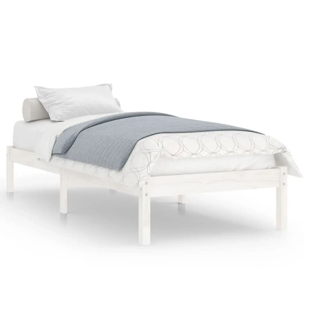 Bed Frame without Mattress White Solid Wood 90x190 cm 809983 - Furniture