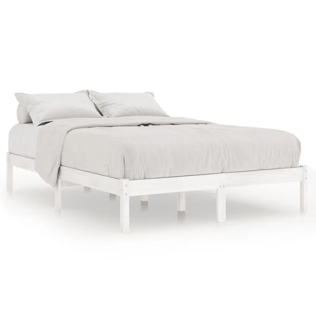 Bed Frame without Mattress White Solid Wood 150x200 cm 810023 - Furniture