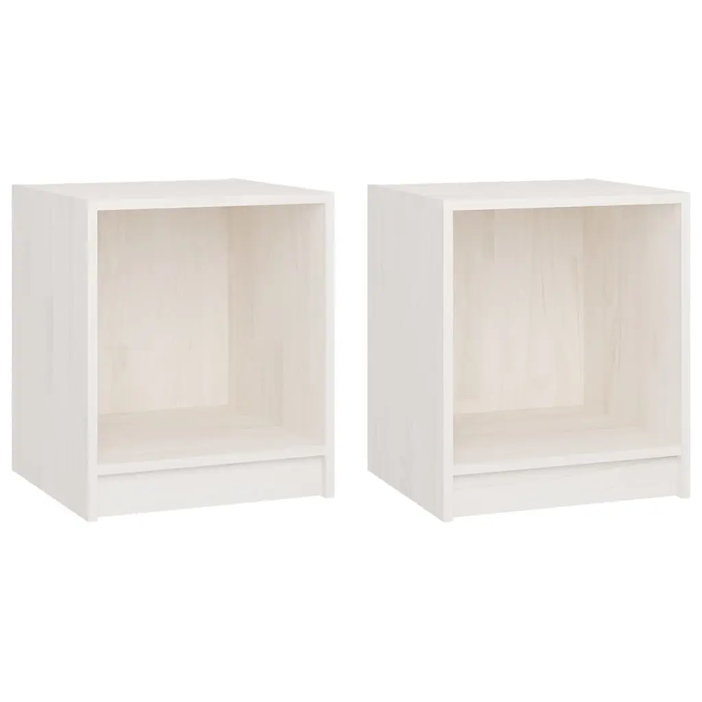 Bedside Cabinets 2 pcs White 35.5x33.5x41.5 cm Solid Pinewood 809922 - Furniture