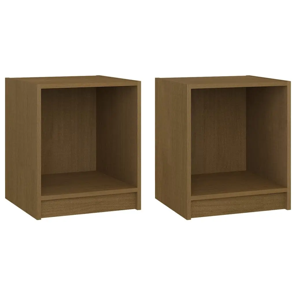 Bedside Cabinets 2 pcs Honey Brown 35.5x33.5x41.5 cm Solid Pinewood 809926 - Furniture