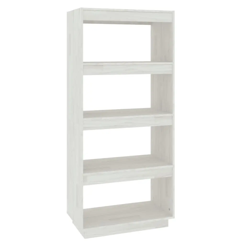 Book Cabinet/Room Divider White 60x35x135 cm Solid Pinewood 810870 - Furniture