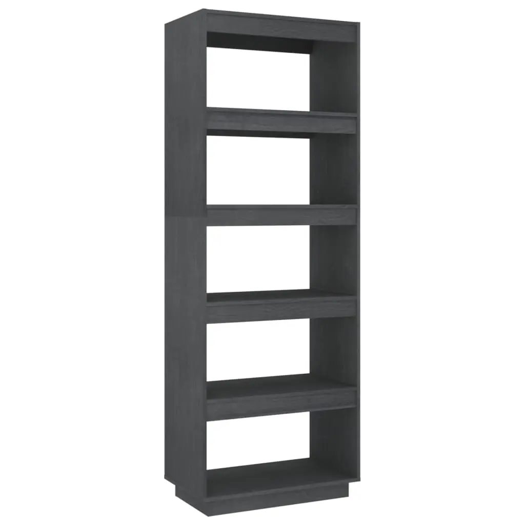 Book Cabinet/Room Divider Grey 60x35x167 cm Solid Pinewood 810876 - Furniture