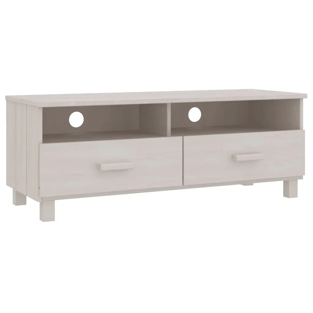 TV Cabinet "HAMAR" White 106x40x40 cm Solid Wood Pine 340469 - Furniture