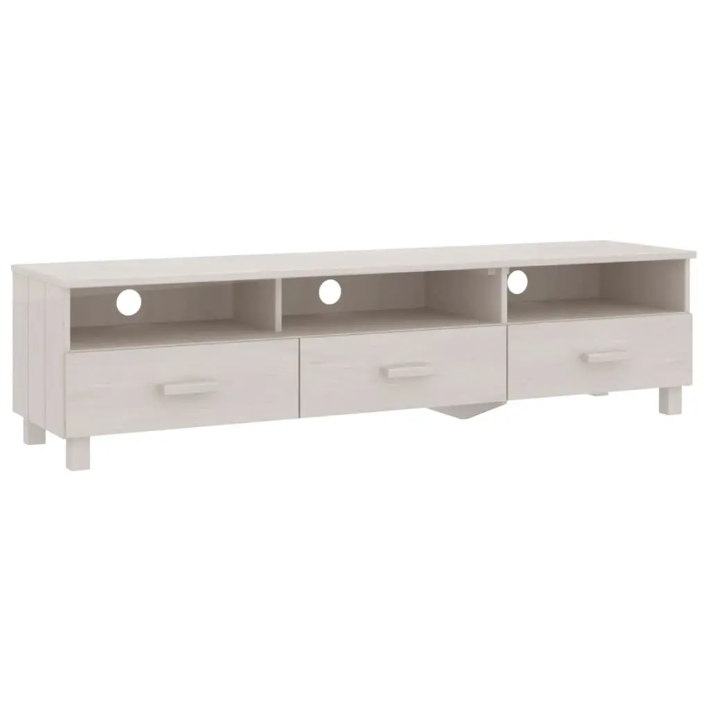 TV Cabinet "HAMAR" White 158x40x40 cm Solid Wood Pine 340473 - Furniture