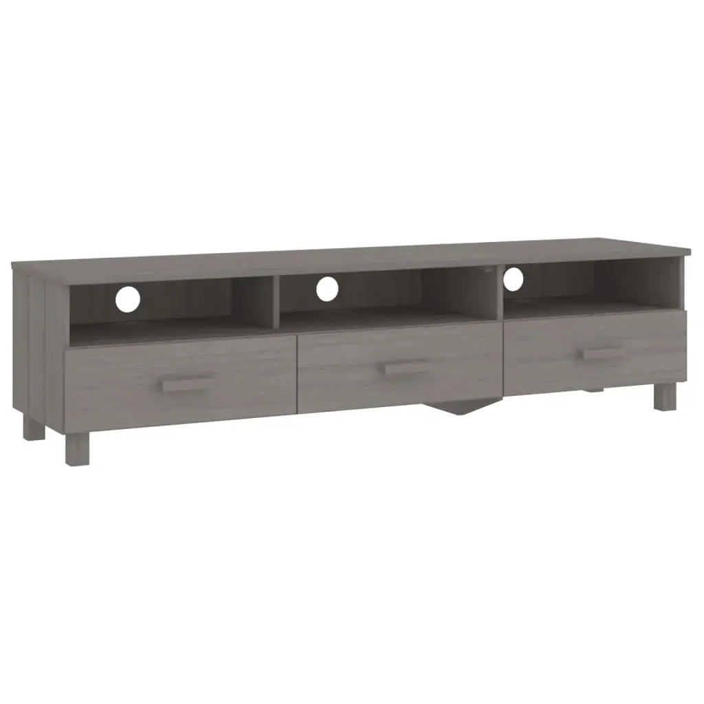 TV Cabinet "HAMAR" Light Grey 158x40x40 cm Solid Wood Pine 340475 - Furniture