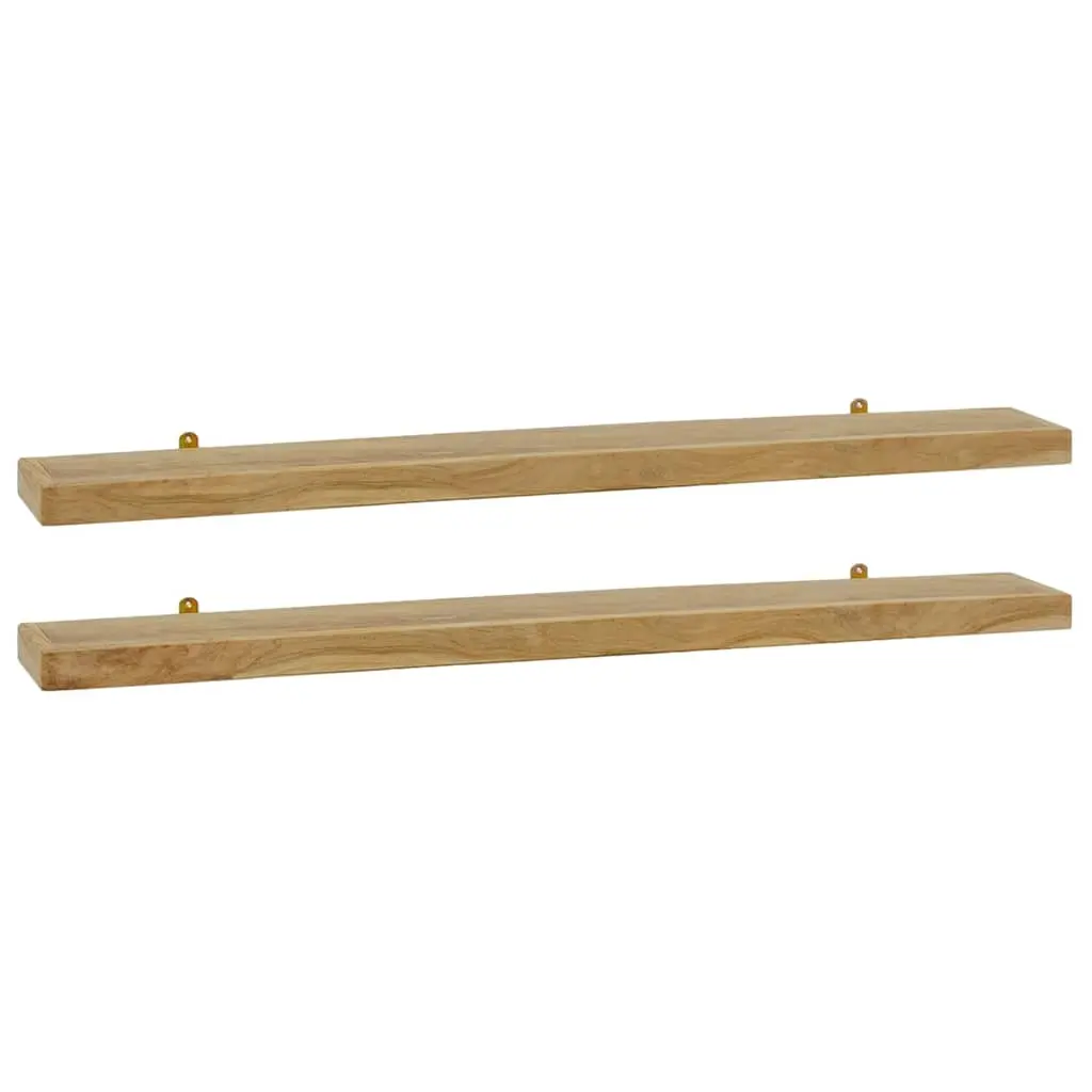 Wall Shelves 2 pcs 110x15x4 cm Solid Wood Teak 340757 - Furniture
