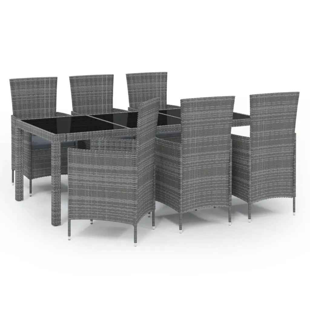 7 Piece Outdoor Dining Set with Cushions Poly Rattan Grey 3094883 - Up to 65% off Outdoor Furniture