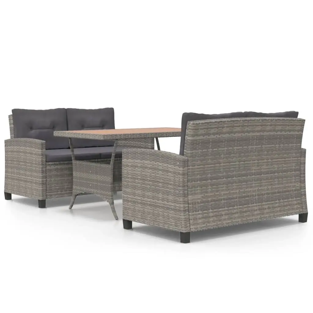 3 Piece Garden Dining Set Poly Rattan and Solid Wood Acacia 3095250 - Furniture