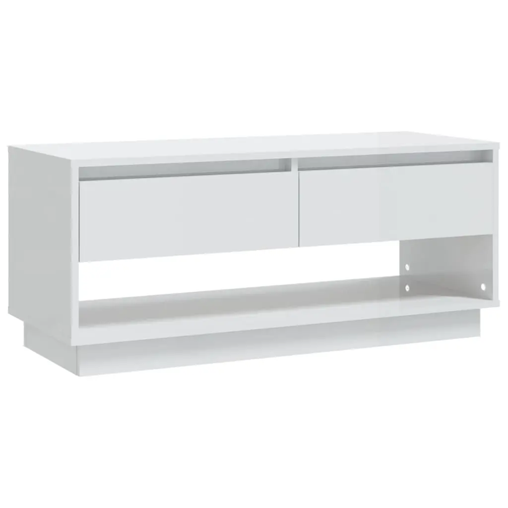 TV Cabinet High Gloss White 102x41x44 cm Engineered Wood 809491 - Furniture