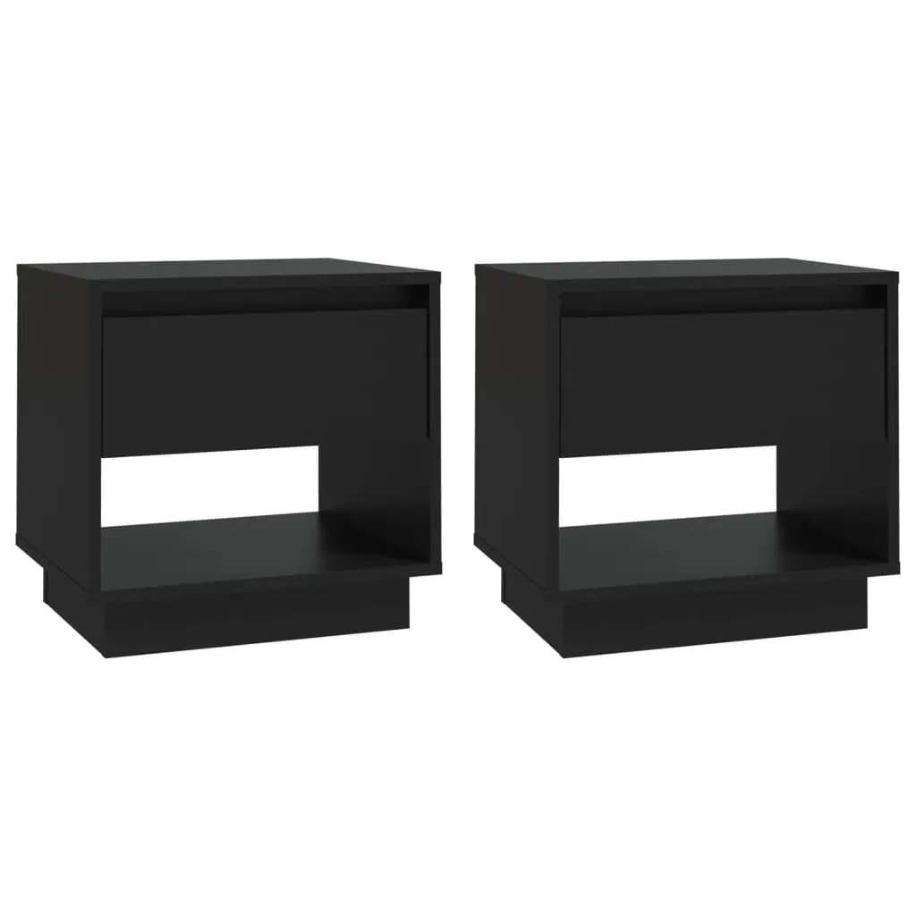 Bedside Cabinets 2 pcs Black 45x34x44 cm Engineered Wood 809515 - Furniture