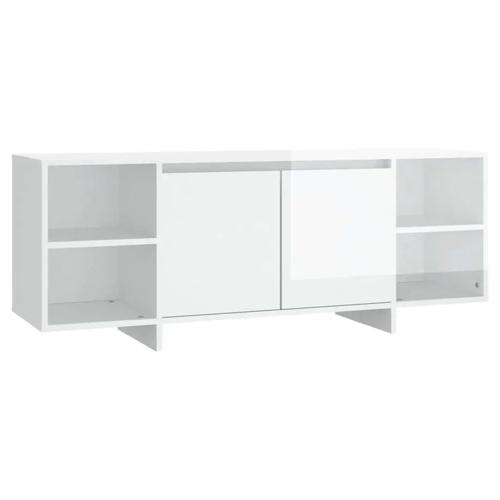TV Cabinet High Gloss White 130x35x50 cm Engineered Wood 809590 - Furniture