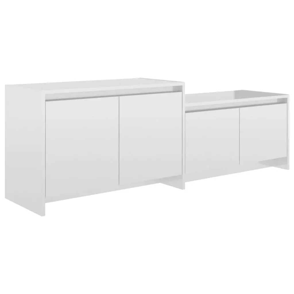 TV Cabinet High Gloss White 146.5x35x50 cm Engineered Wood 809815 - Furniture