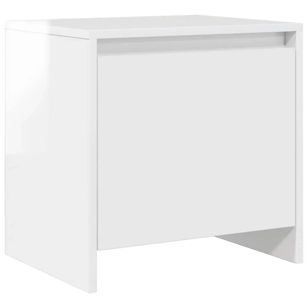 Bedside Cabinet High Gloss White 45x34x44.5 cm Engineered Wood 809875 - Furniture