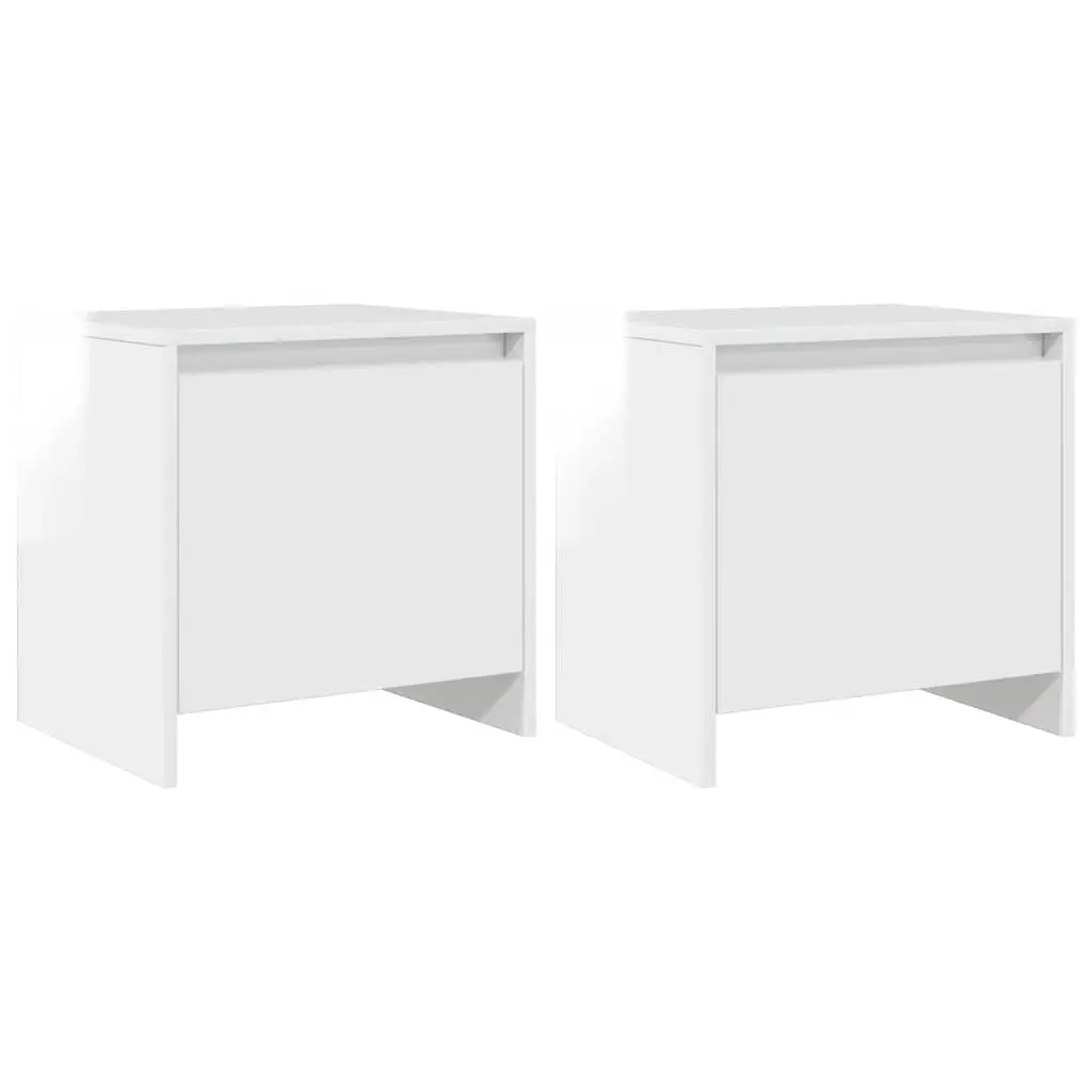 Bedside Cabinets 2 pcs High Gloss White 45x34x44.5 cm Engineered Wood 809876 - Furniture