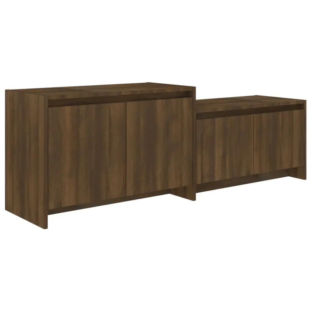 TV Cabinet Brown Oak 146.5x35x50 cm Engineered Wood 813028 - Furniture