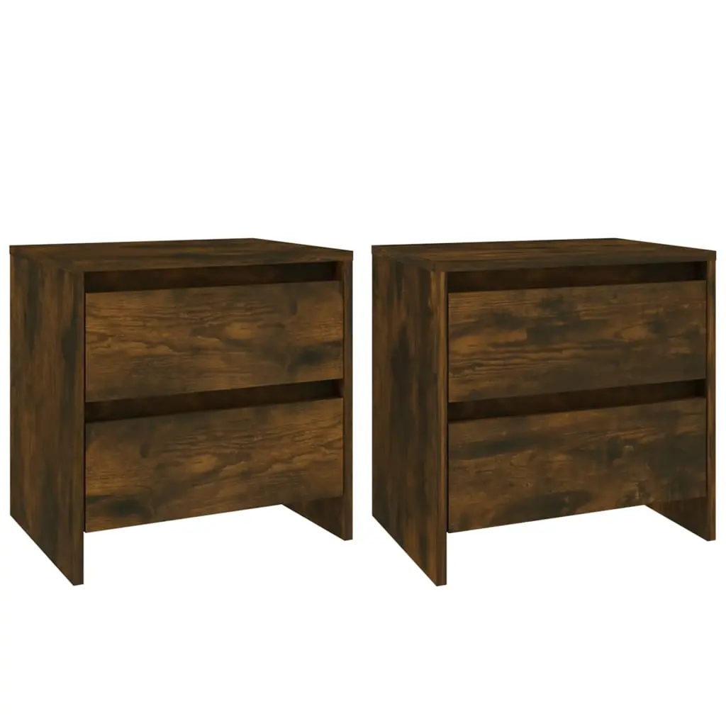 Bedside Cabinets 2 pcs Smoked Oak 45x34.5x44.5 cm Engineered Wood 813039 - Furniture