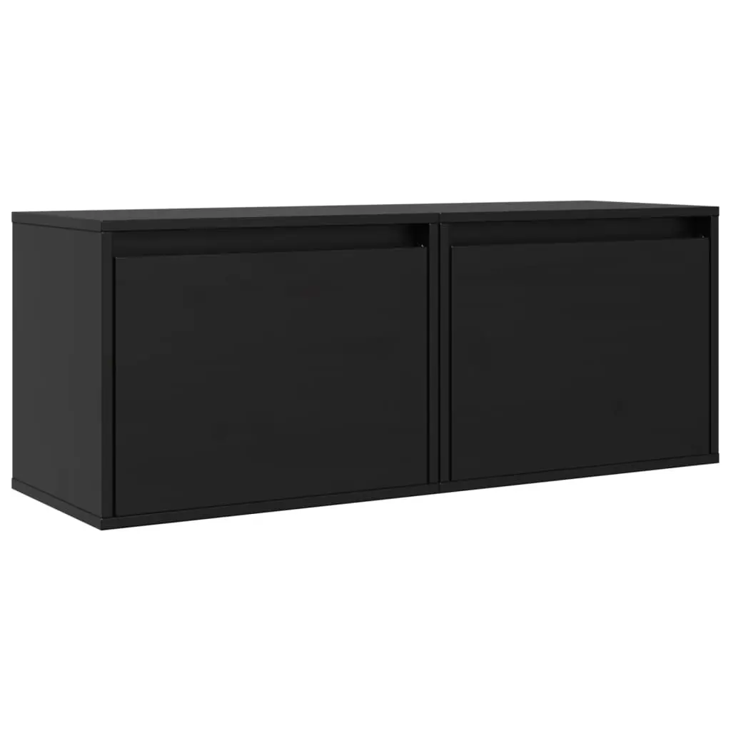 Wall Cabinets 2 pcs Black 45x30x35 cm Solid Wood Pine 813444 - Furniture