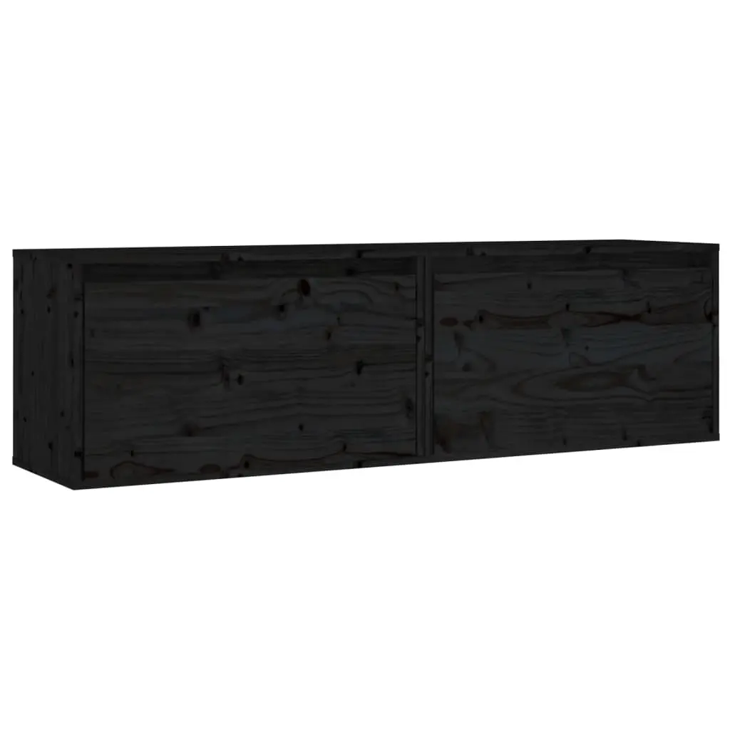 Wall Cabinets 2 pcs Black 60x30x35 cm Solid Wood Pine 813454 - Furniture