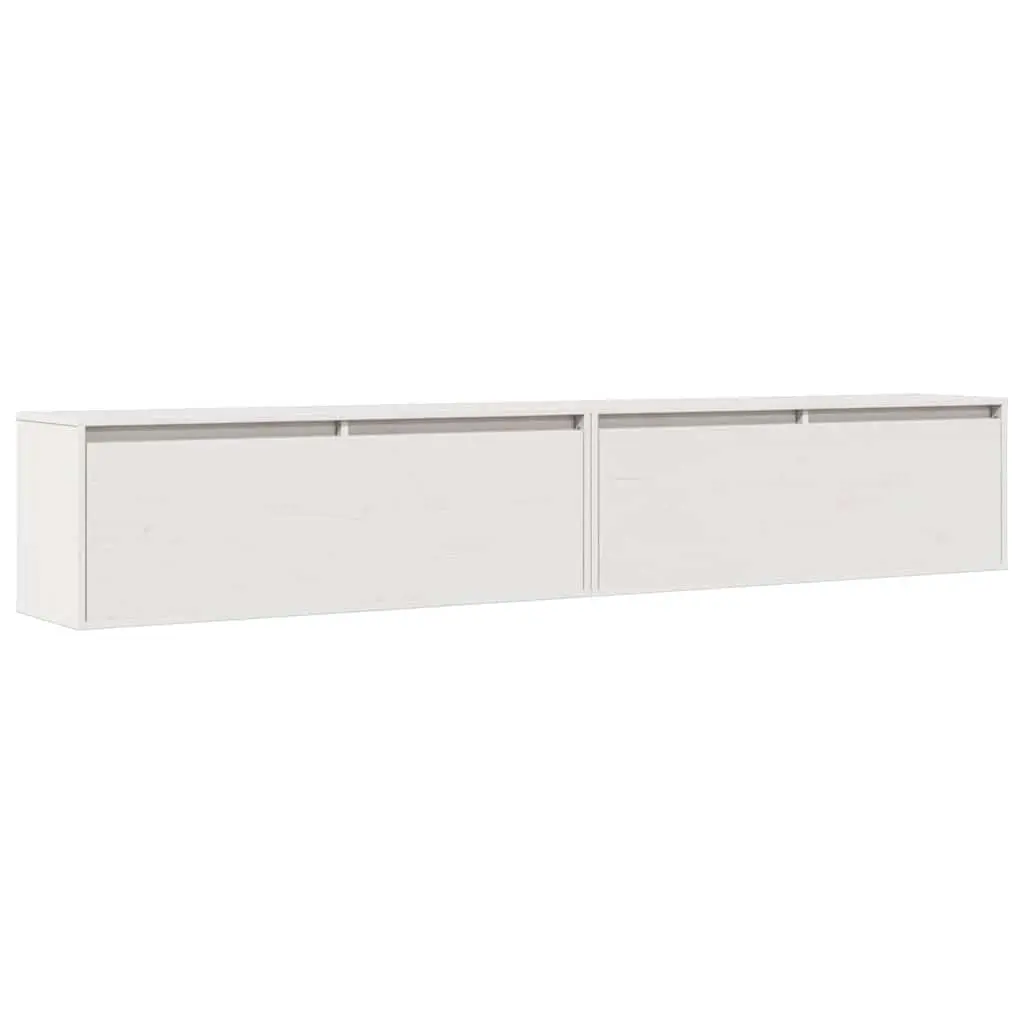 Wall Cabinets 2pcs White 100x30x35 cm Solid Wood Pine 813468 - Furniture
