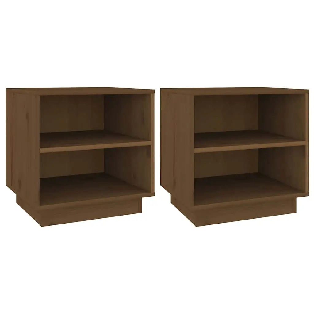 Bedside Cabinets 2 pcs Honey Brown 40x34x40 cm Solid Wood Pine 813332 - Furniture