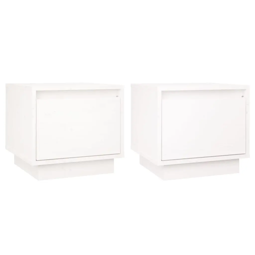 Bedside Cabinets 2 pcs White 35x34x32 cm Solid Wood Pine 813398 - Furniture