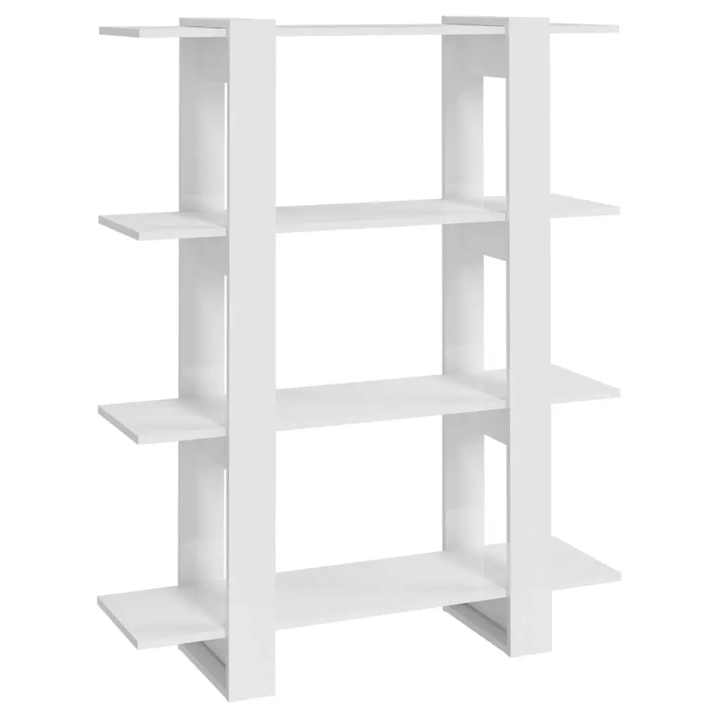 Book Cabinet/Room Divider High Gloss White 100x30x123.5 cm 811544 - Furniture