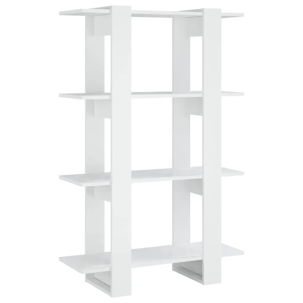 Book Cabinet/Room Divider High Gloss White 80x30x123.5 cm 811580 - Furniture