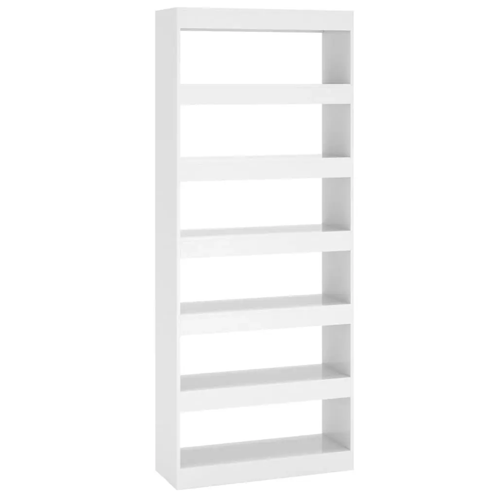 Book Cabinet/Room Divider High Gloss White 80x30x198 cm Engineered Wood 811733 - Furniture