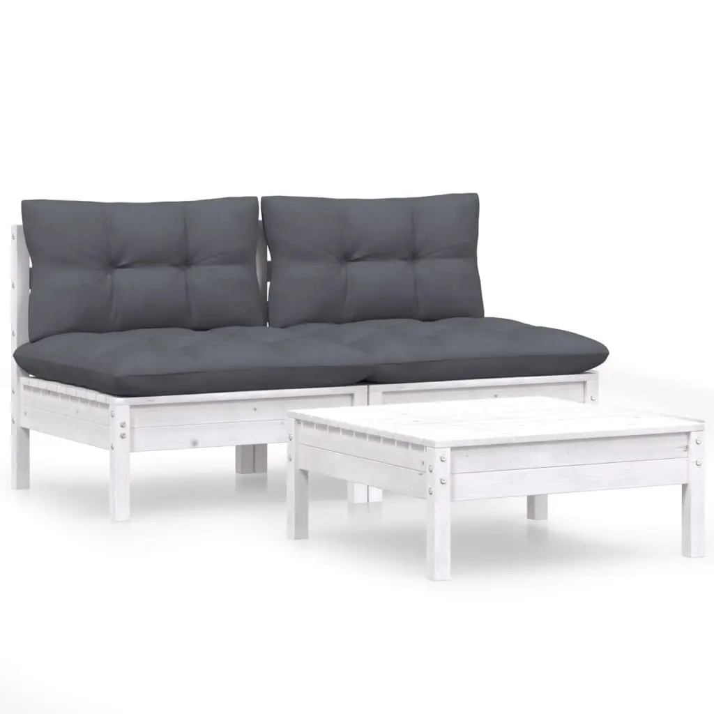 3 Piece Garden Lounge Set with Anthracite Cushions Pinewood 3095999 - Furniture