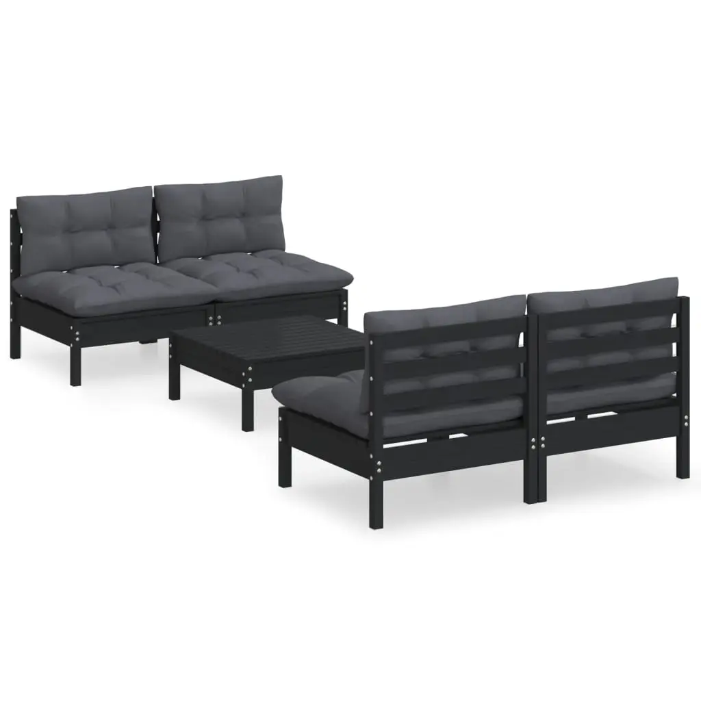 5 Piece Garden Lounge Set with Anthracite Cushions Pinewood 3096008 - Furniture