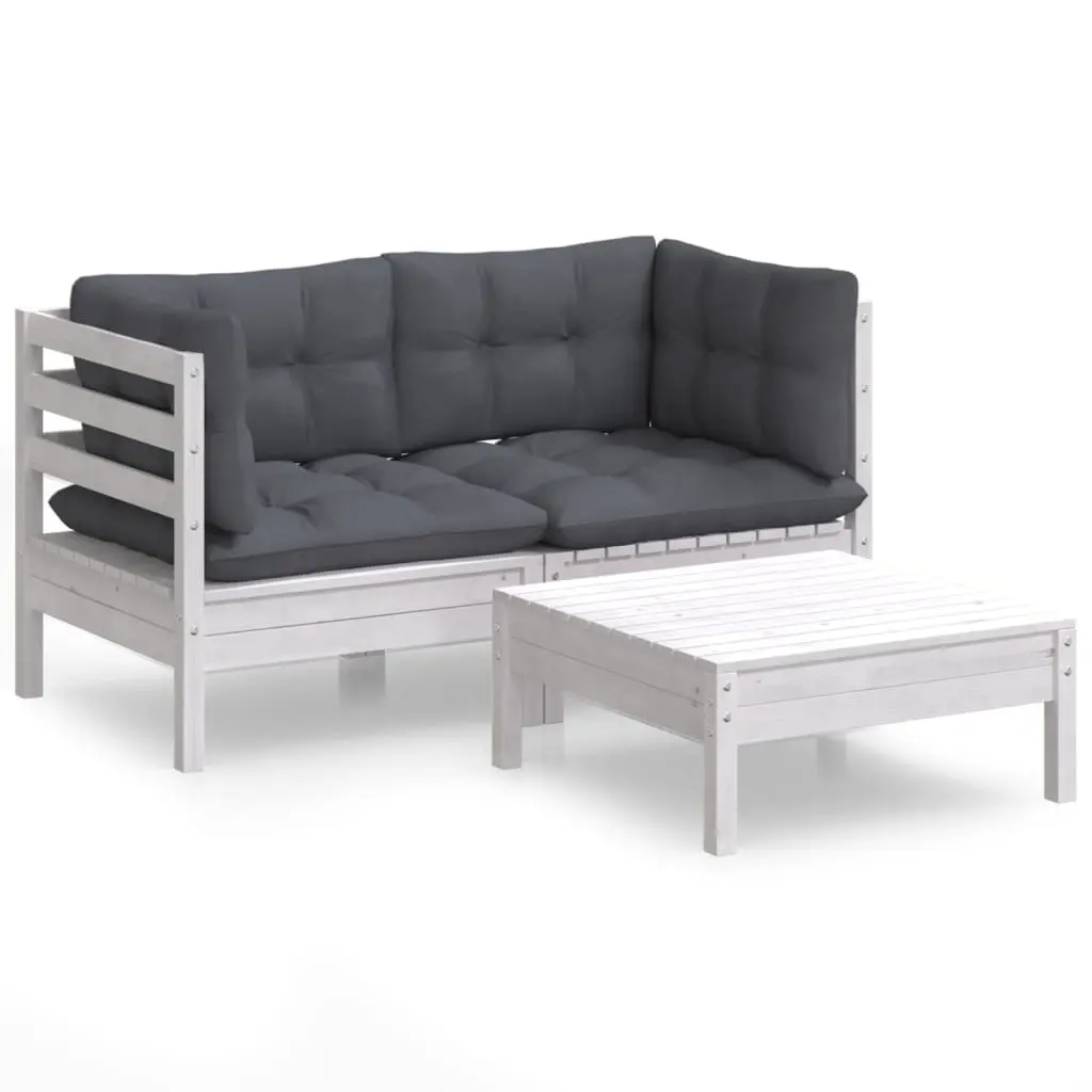 3 Piece Garden Lounge Set with Anthracite Cushions Pinewood 3096017 - Furniture