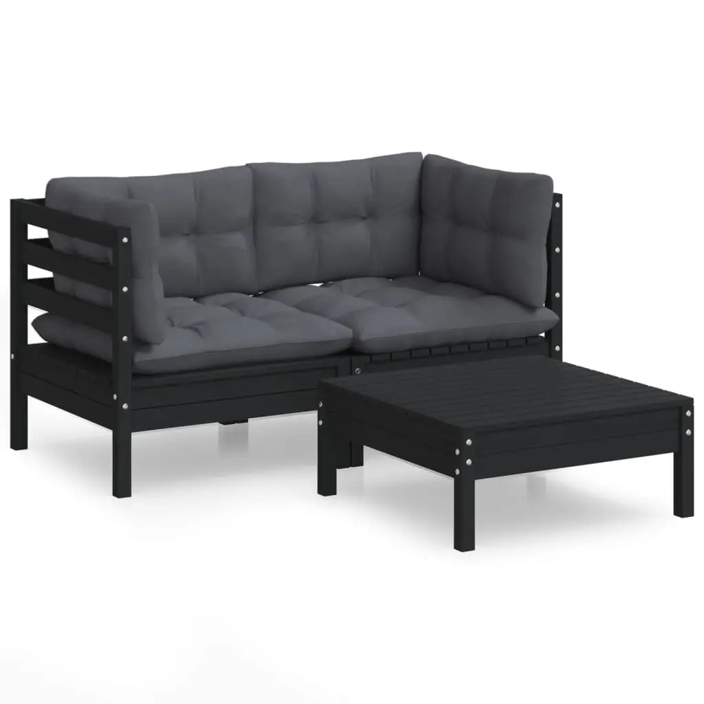 3 Piece Garden Lounge Set with Anthracite Cushions Pinewood 3096020 - Furniture