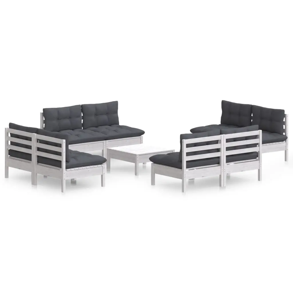 9 Piece Garden Lounge Set with Anthracite Cushions Pinewood 3096047 - Furniture