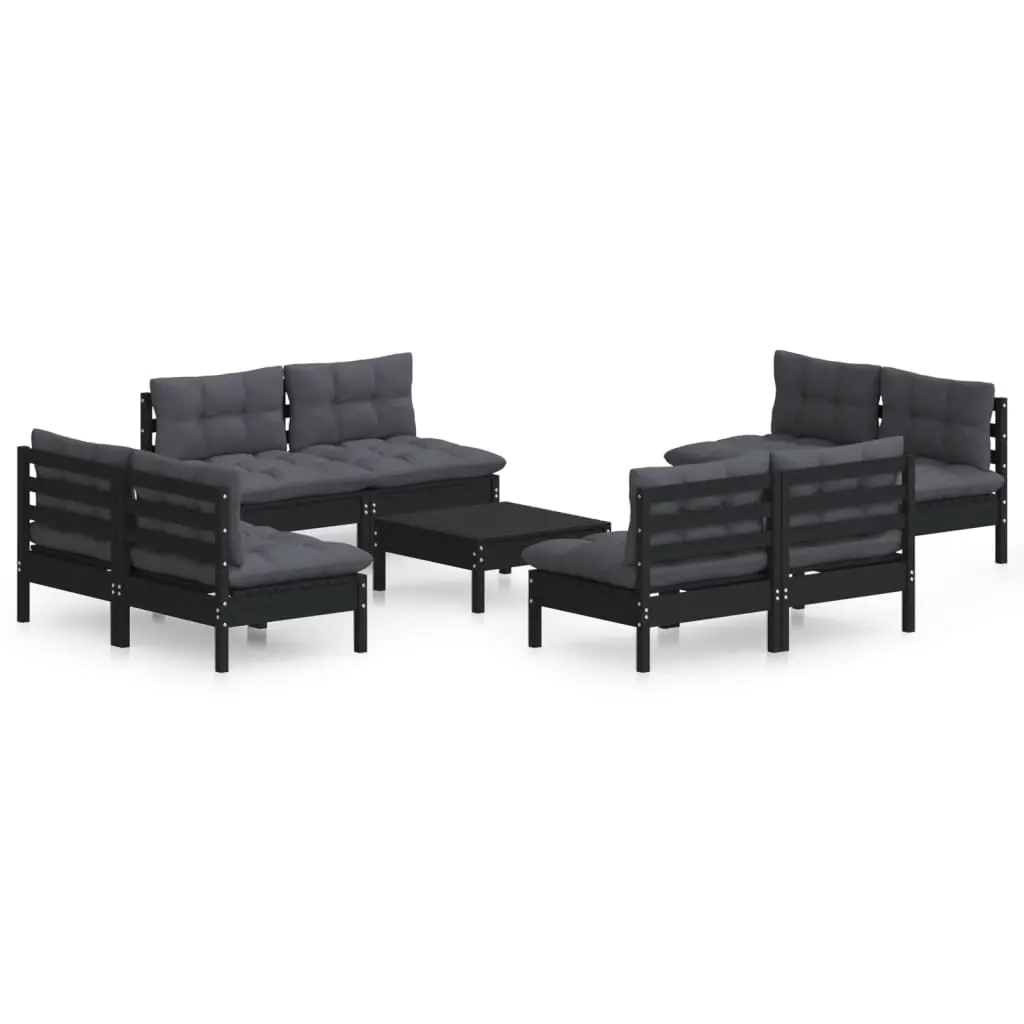 9 Piece Garden Lounge Set with Anthracite Cushions Pinewood 3096050 - Furniture