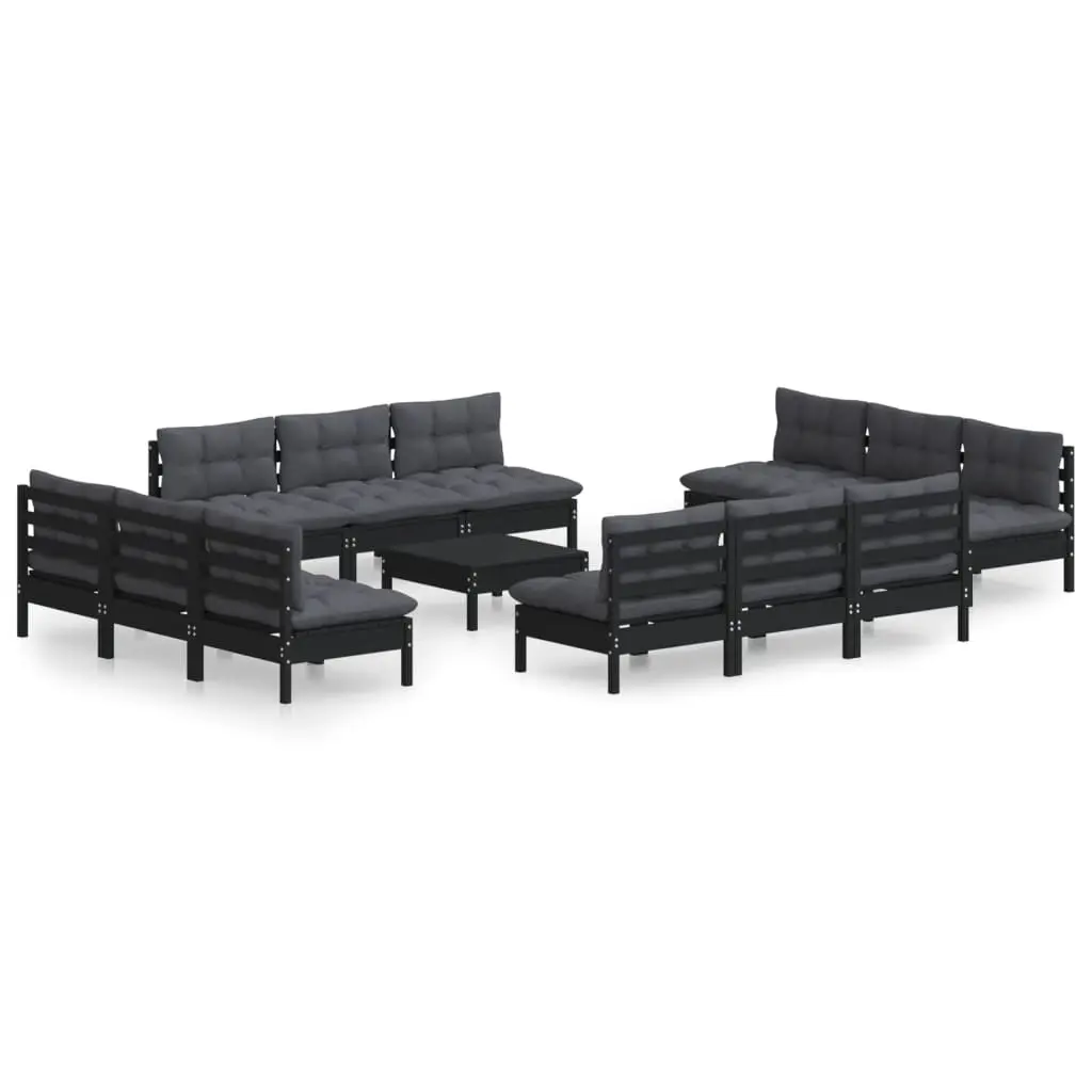 13 Piece Garden Lounge Set with Anthracite Cushions Pinewood 3096056 - Furniture