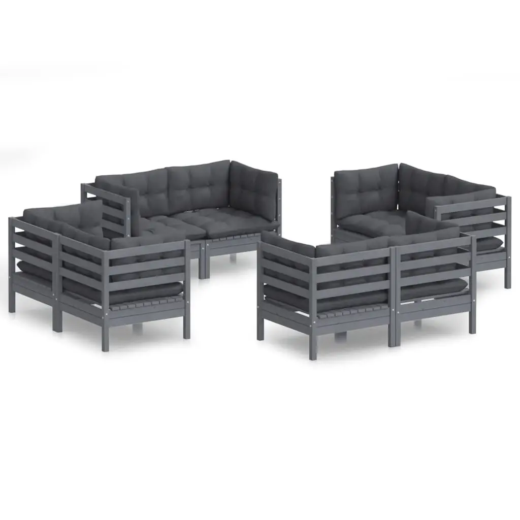 8 Piece Garden Lounge Set with Anthracite Cushions Pinewood 3096060 - Furniture