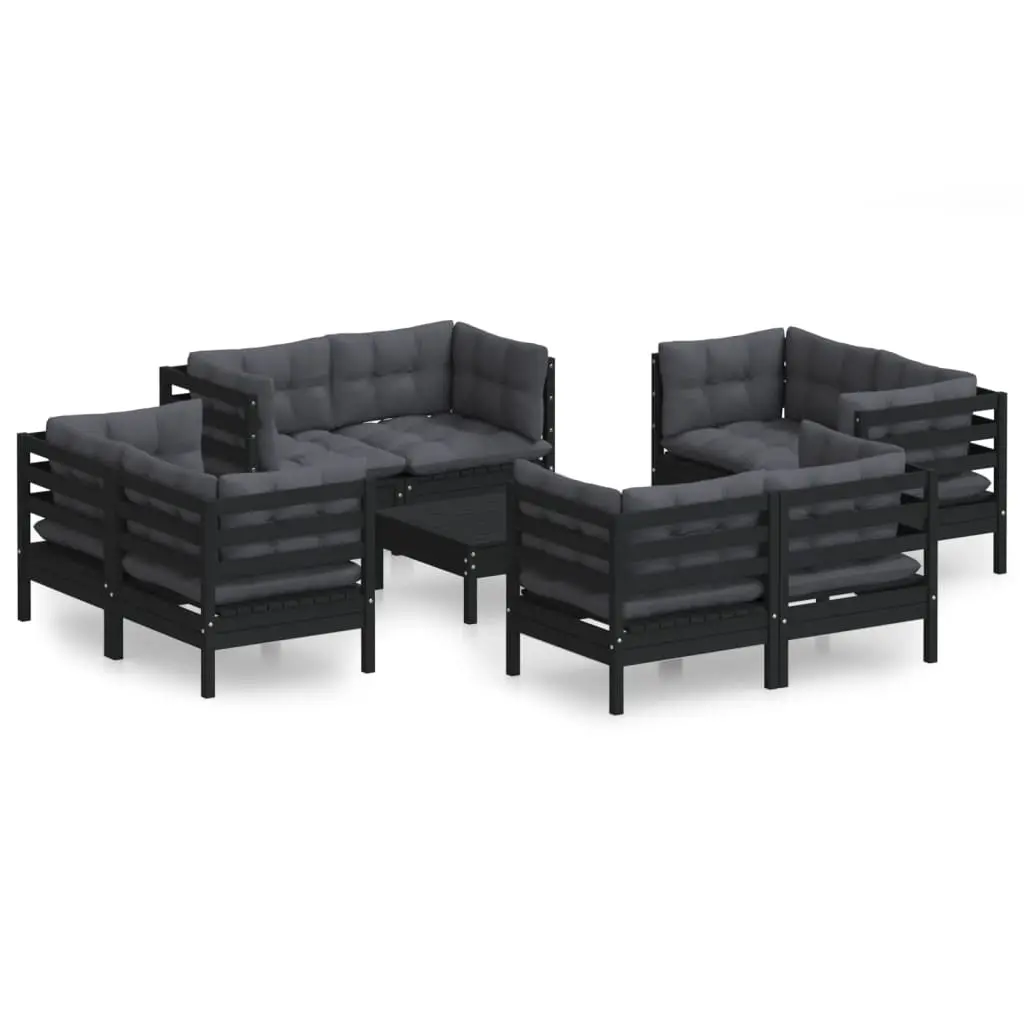 9 Piece Garden Lounge Set with Anthracite Cushions Pinewood 3096068 - Furniture