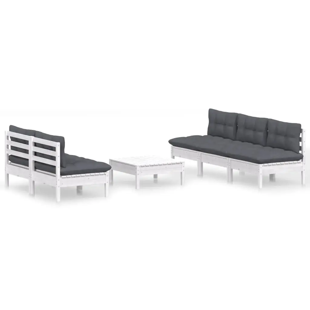 6 Piece Garden Lounge Set with Anthracite Cushions Pinewood 3096089 - Furniture
