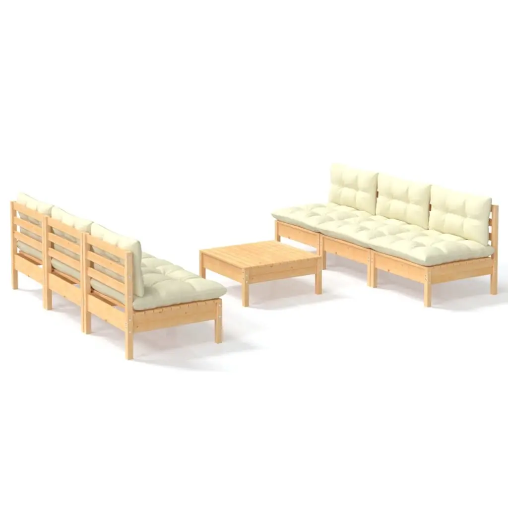 7 Piece Garden Lounge Set with Cream Cushions Pinewood 3096094 - Furniture