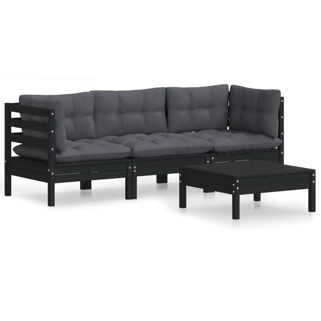 4 Piece Garden Lounge Set with Anthracite Cushions Pinewood 3096110 - Furniture