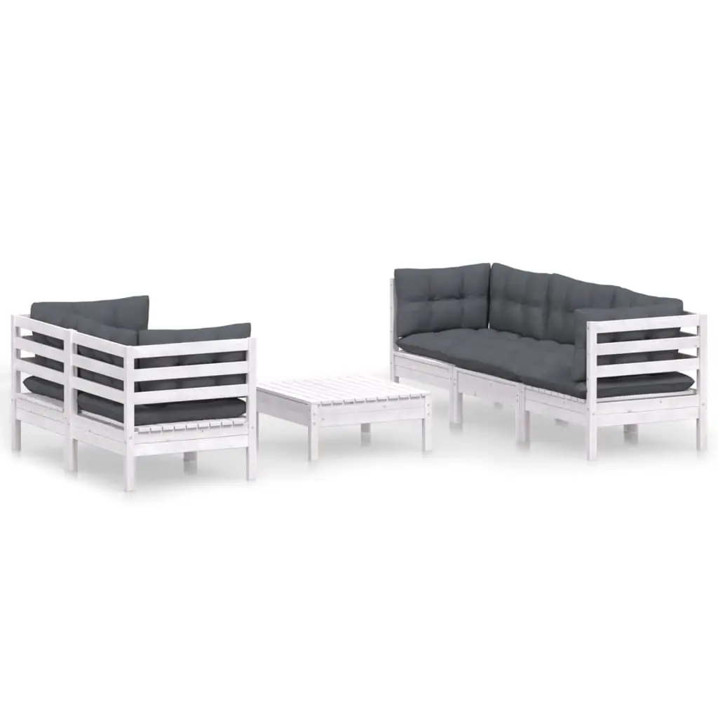 6 Piece Garden Lounge Set with Anthracite Cushions Pinewood 3096113 - Furniture