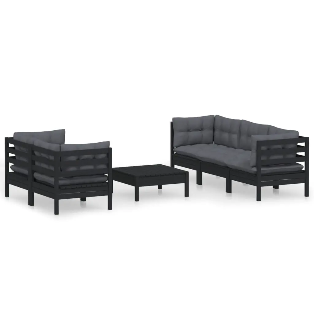 6 Piece Garden Lounge Set with Anthracite Cushions Pinewood 3096116 - Furniture