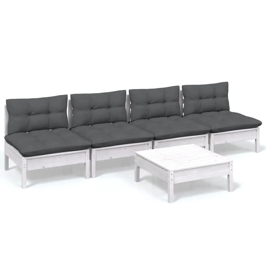 5 Piece Garden Lounge Set with Anthracite Cushions Pinewood 3096131 - Furniture