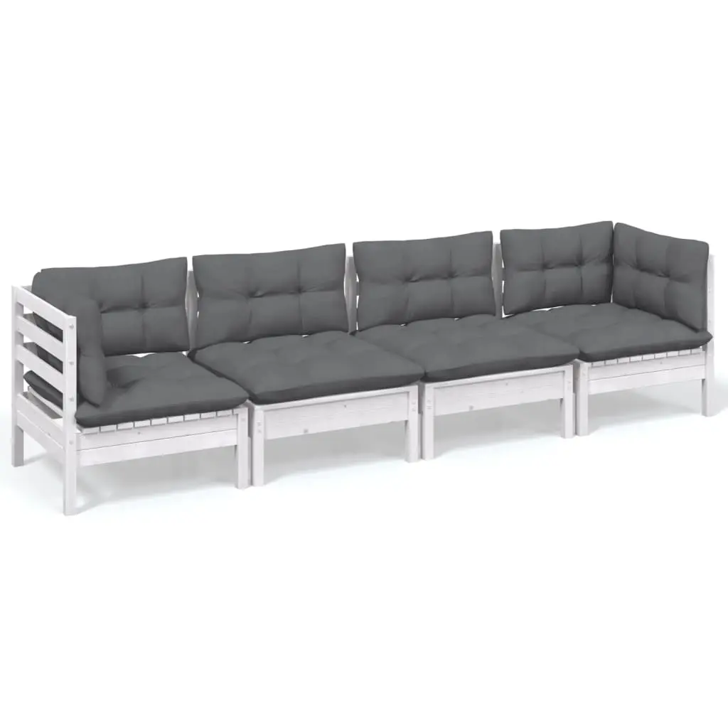 4 Piece Garden Lounge Set with Cushions Solid Pinewood 3096149 - Furniture