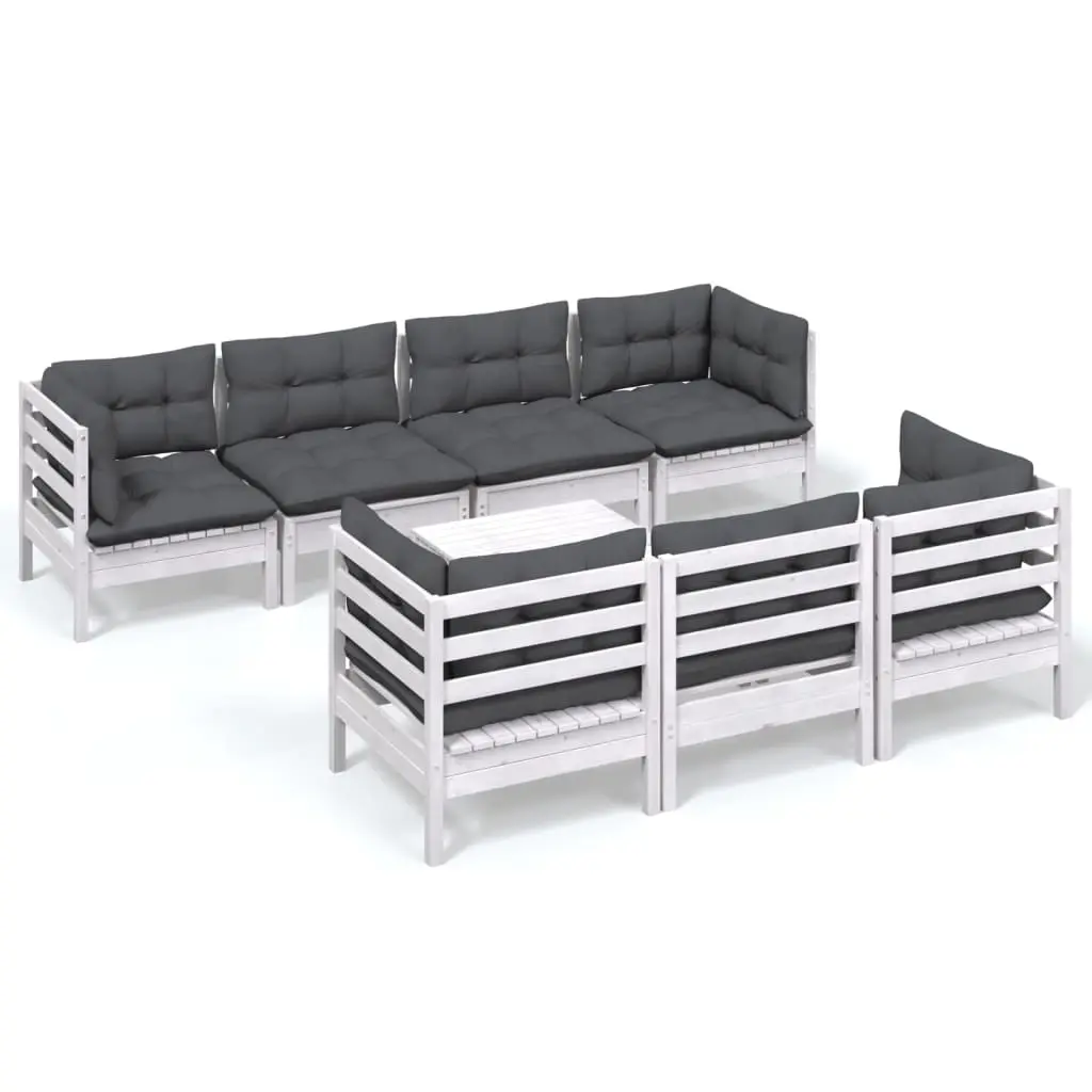 8 Piece Garden Lounge Set with Cushions Solid Pinewood 3096161 - Furniture